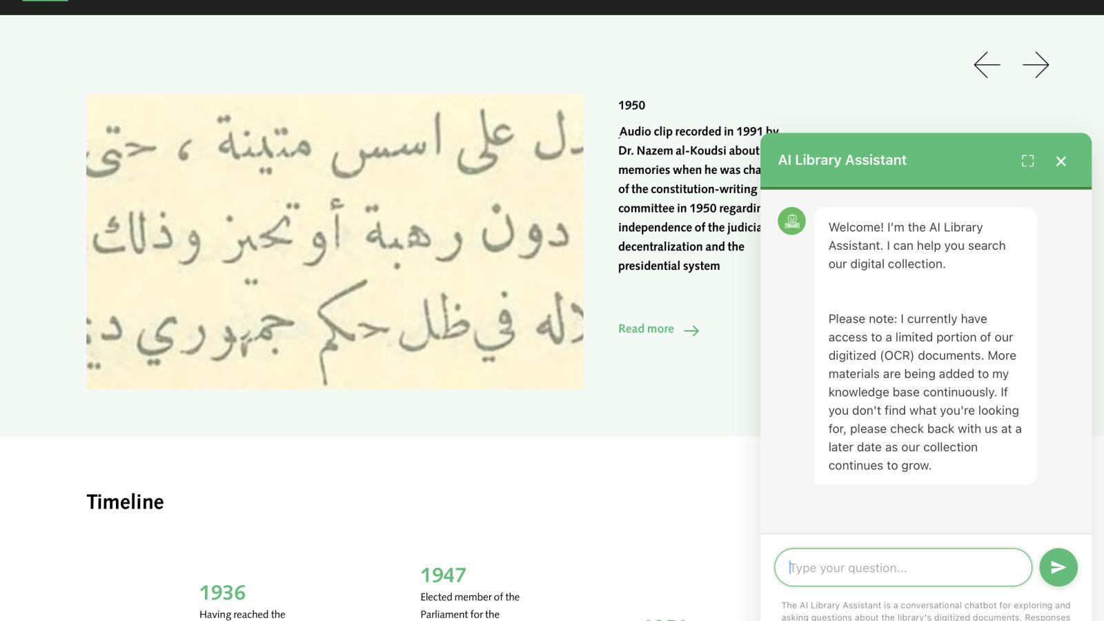 Presidential Library AI Research Assistant